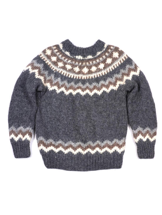 Sears Sweaters - Vintage Hand Knit Icelandic Fair Isle Wool Sweater Womens Large Nordic Chunky